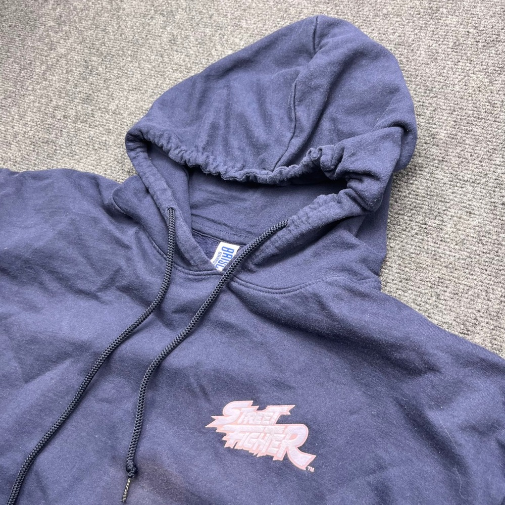 Brisco Brands Street Fighter Graphic Anime Navy Blue Pullover Hoodie